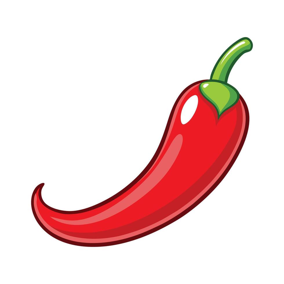 Bright Red Chili Pepper with Curved Shape vector