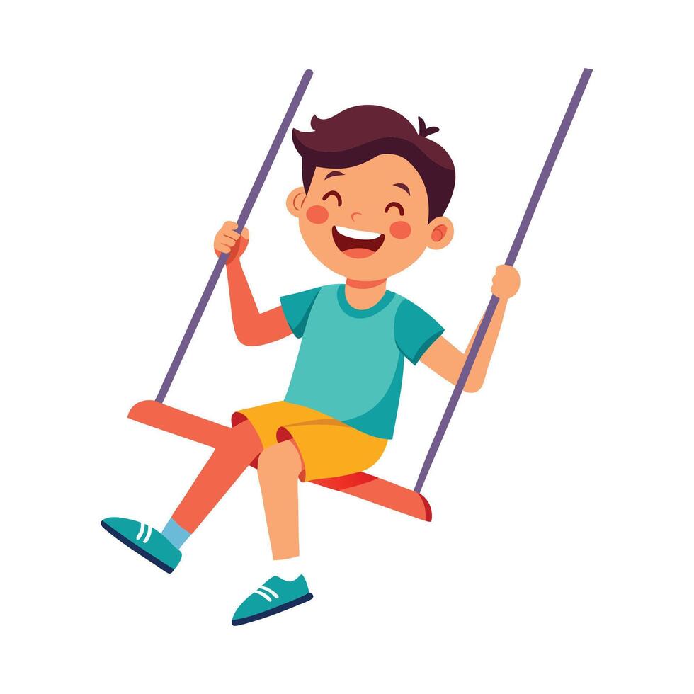 Happy Boy Swinging Back and Forth vector