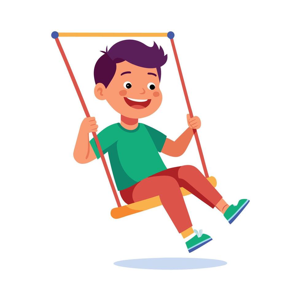 Dynamic Scene of Boy on a Swing vector