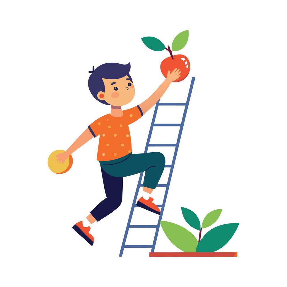 Joyful Boy Skipping Rope in the Park vector