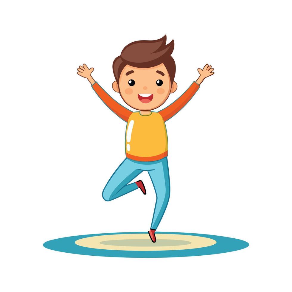 Boy Jumping on Trampoline with Joyful Energy icon vector