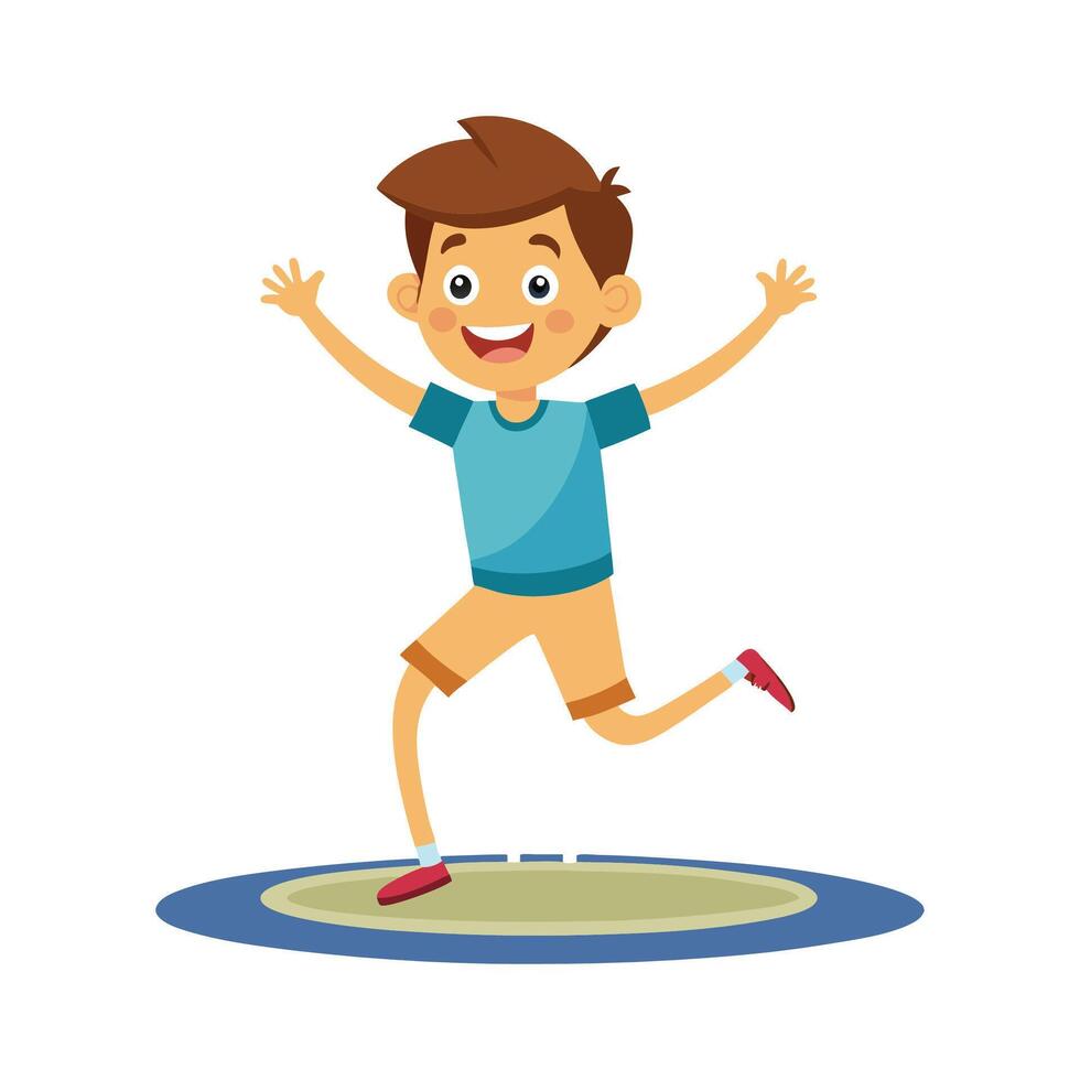 Energetic Boy Jumping MidAir on Trampoline vector