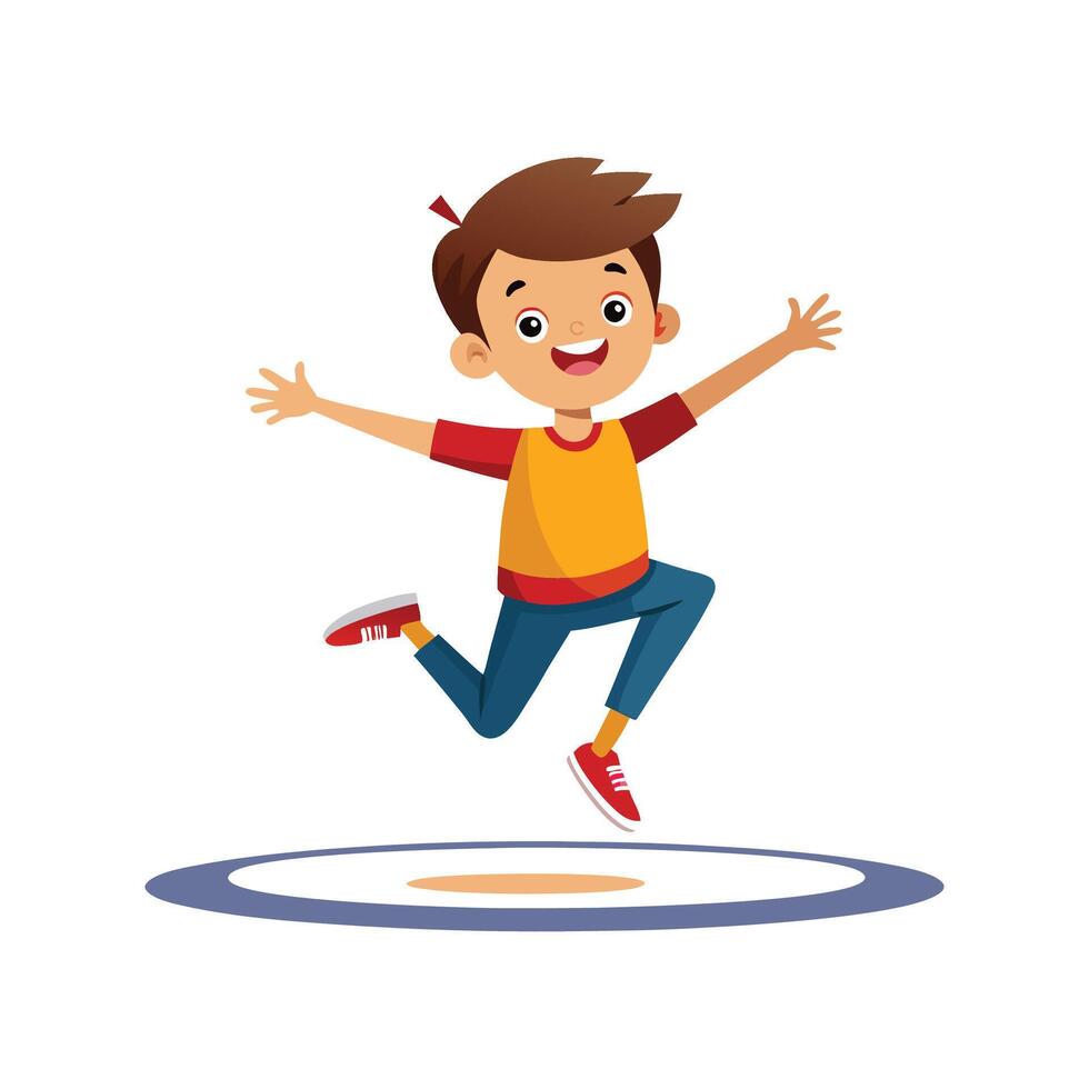 Illustration of Boy MidJump on Trampoline vector
