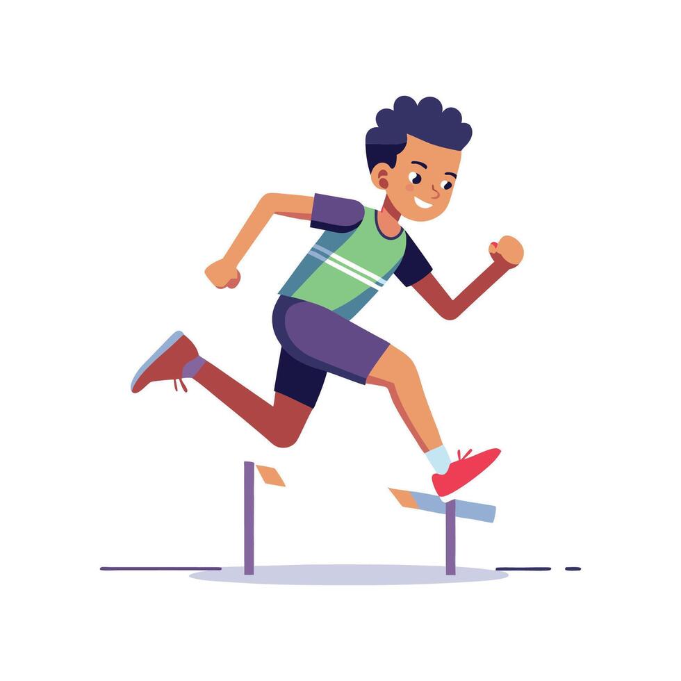 Illustration of Boy Jumping Over Hurdle with Joy vector