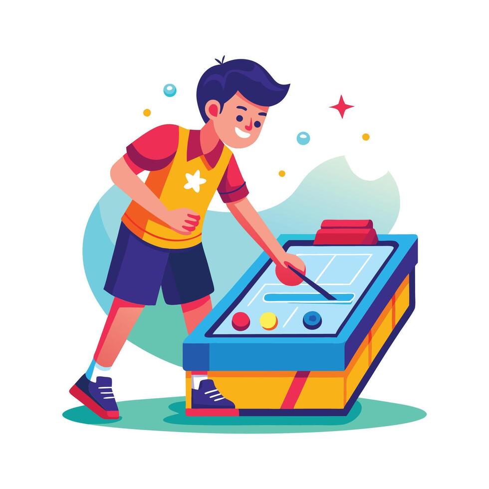 Illustration of Boy Playing Air Hockey vector