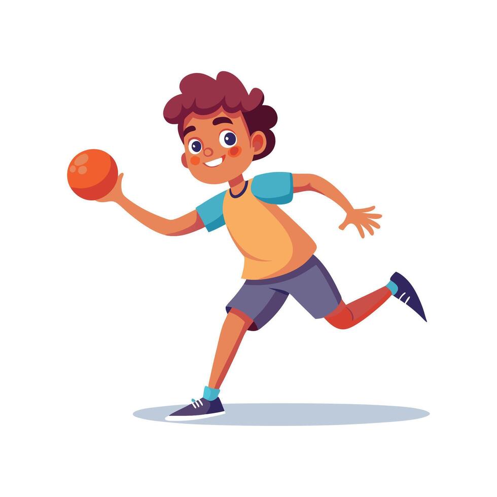 Boy Throwing Dodgeball with Excitement vector