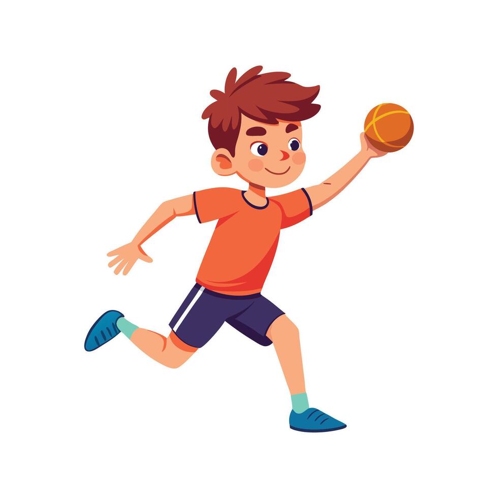 Illustration of Boy Throwing Dodgeball Happily vector