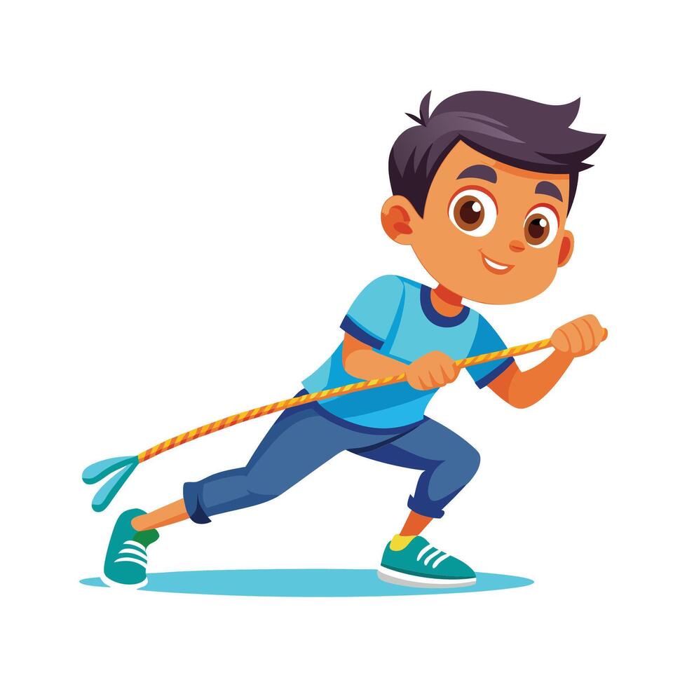 Scene of Boy Participating in Tug of War Game vector