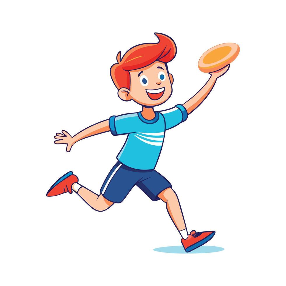 Child Thrilled to Throw a Frisbee vector