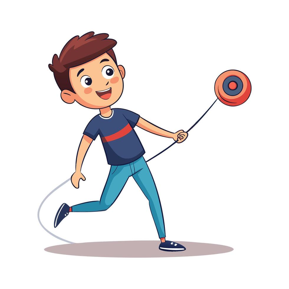 Child Skillfully Spinning YoYo Outdoors vector