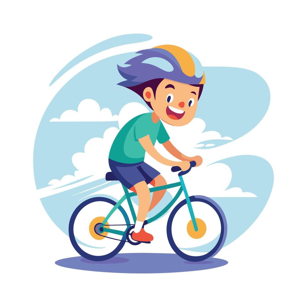 Creative Boy Enjoying a Fun Bicycle Ride vector