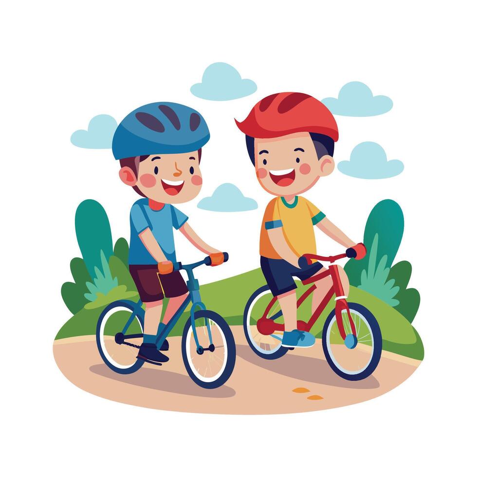 Dynamic Scene of Boy Riding with a Friend vector