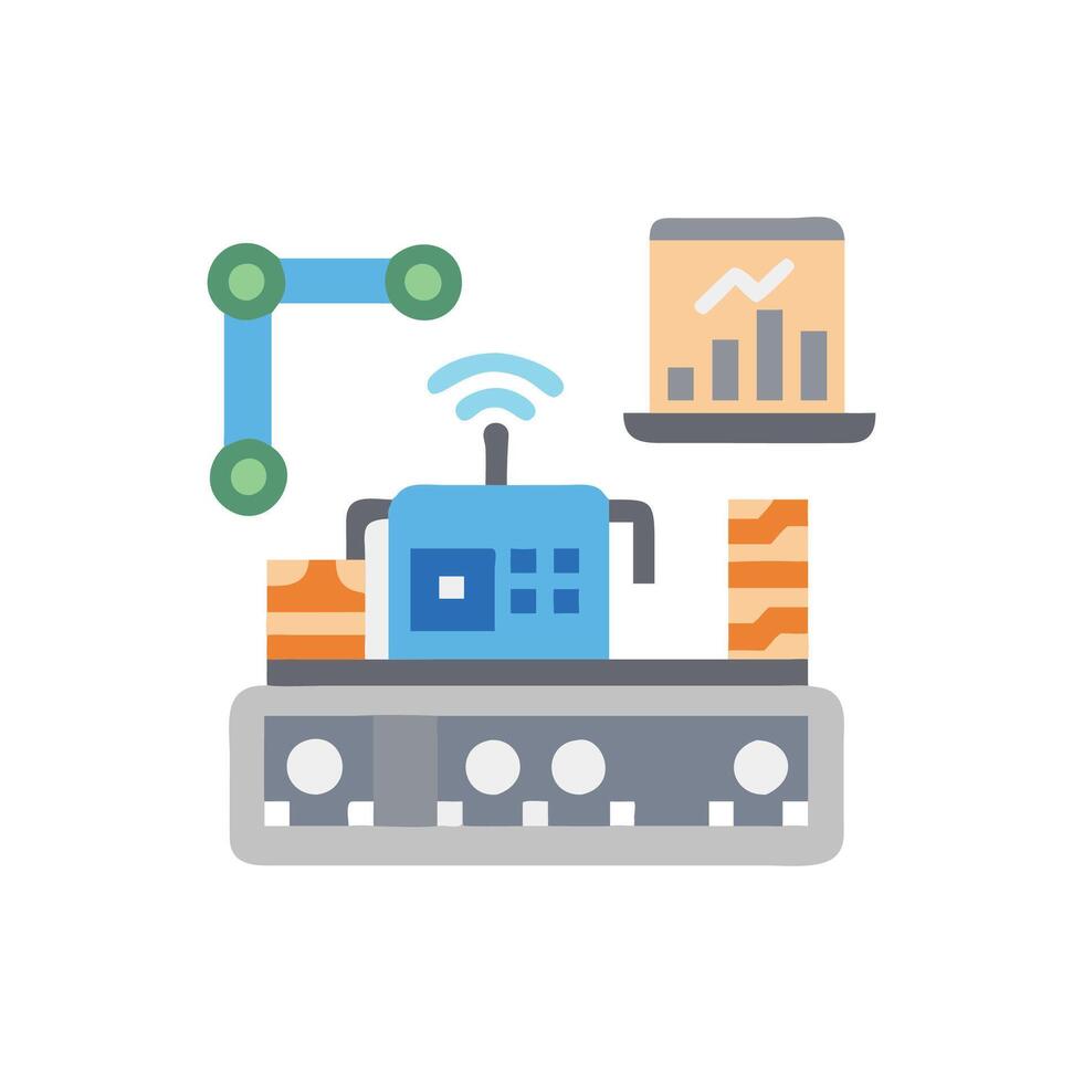 Dynamic Factory Automation System Illustration vector