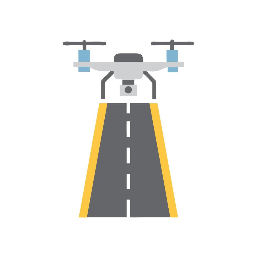 Modern Highway Surveillance Drone Icon Design. vector