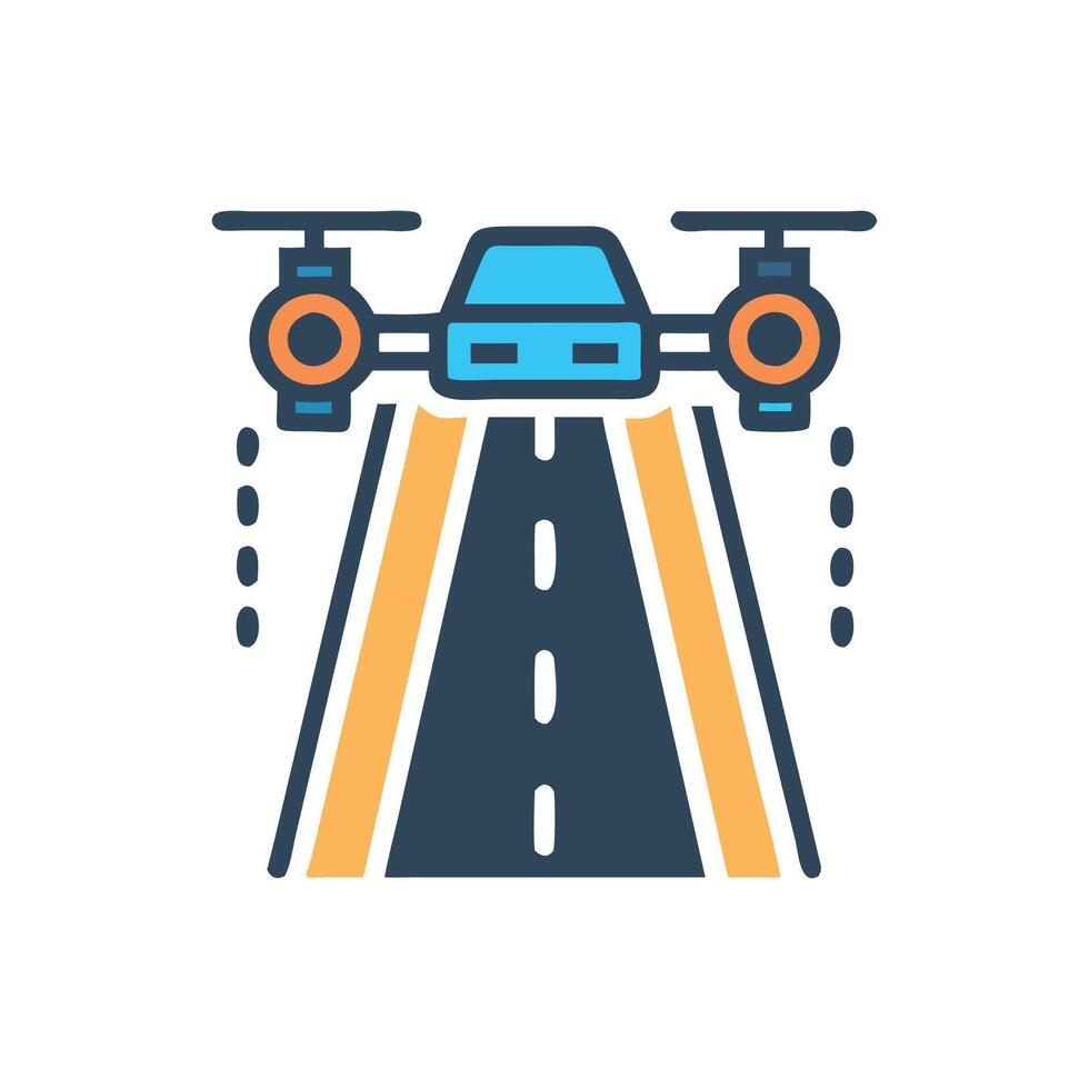 Highway Surveillance Drone Icon for Monitoring vector
