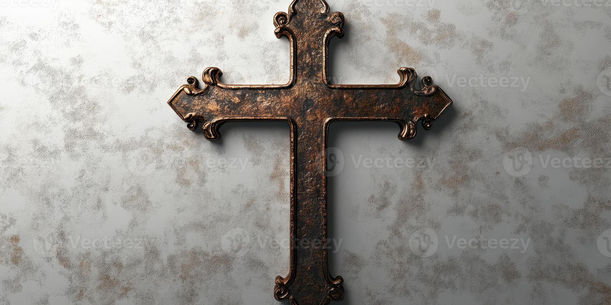 Rustic cross design on textured background highlighting craftsmanship and spiritual significance photo