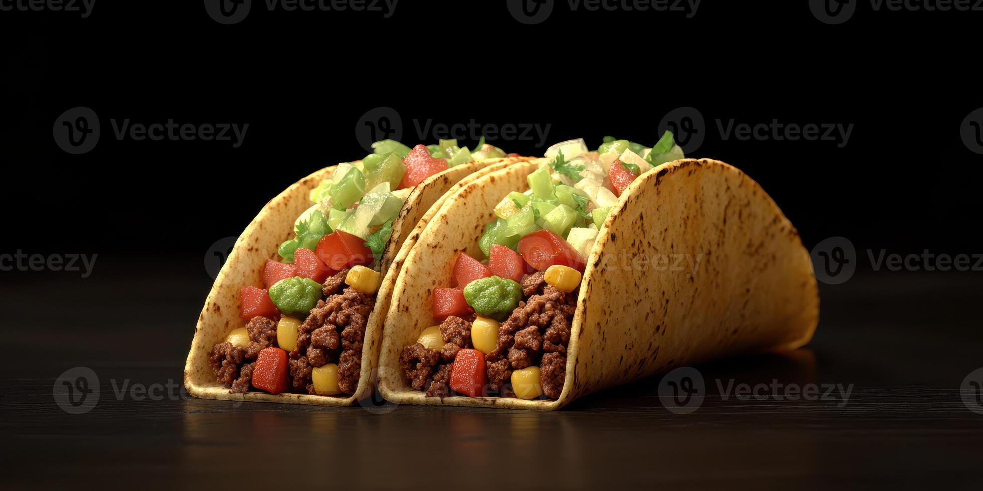 Delicious tacos filled with seasoned beef, fresh vegetables, and colorful toppings ready for tasting photo