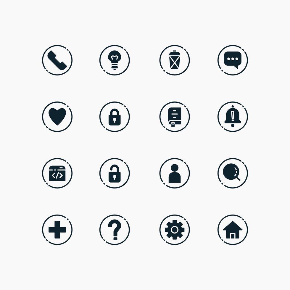Design Illustration graphic of essential set icon with glyph style. Suitable for UI, mobile design, web design, etc. vector