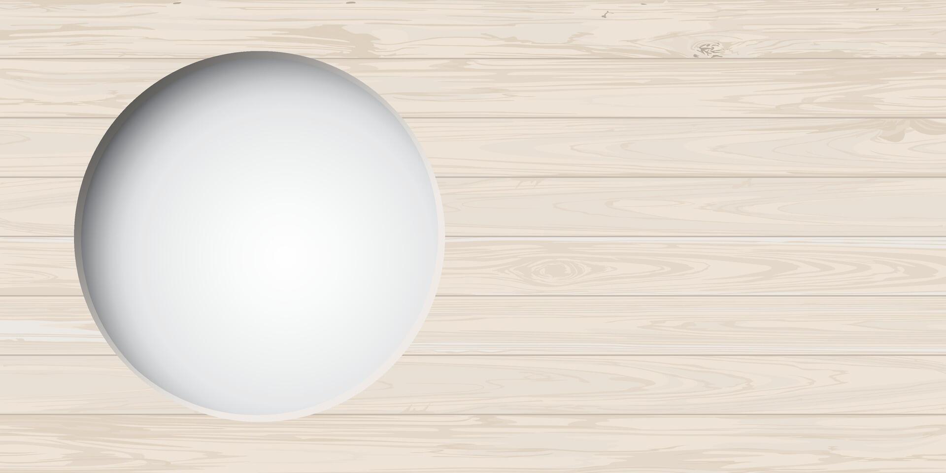 3D circle frame paper cut style with cut timber panels whitewashed fade condition background graphic illustration have blank space. vector