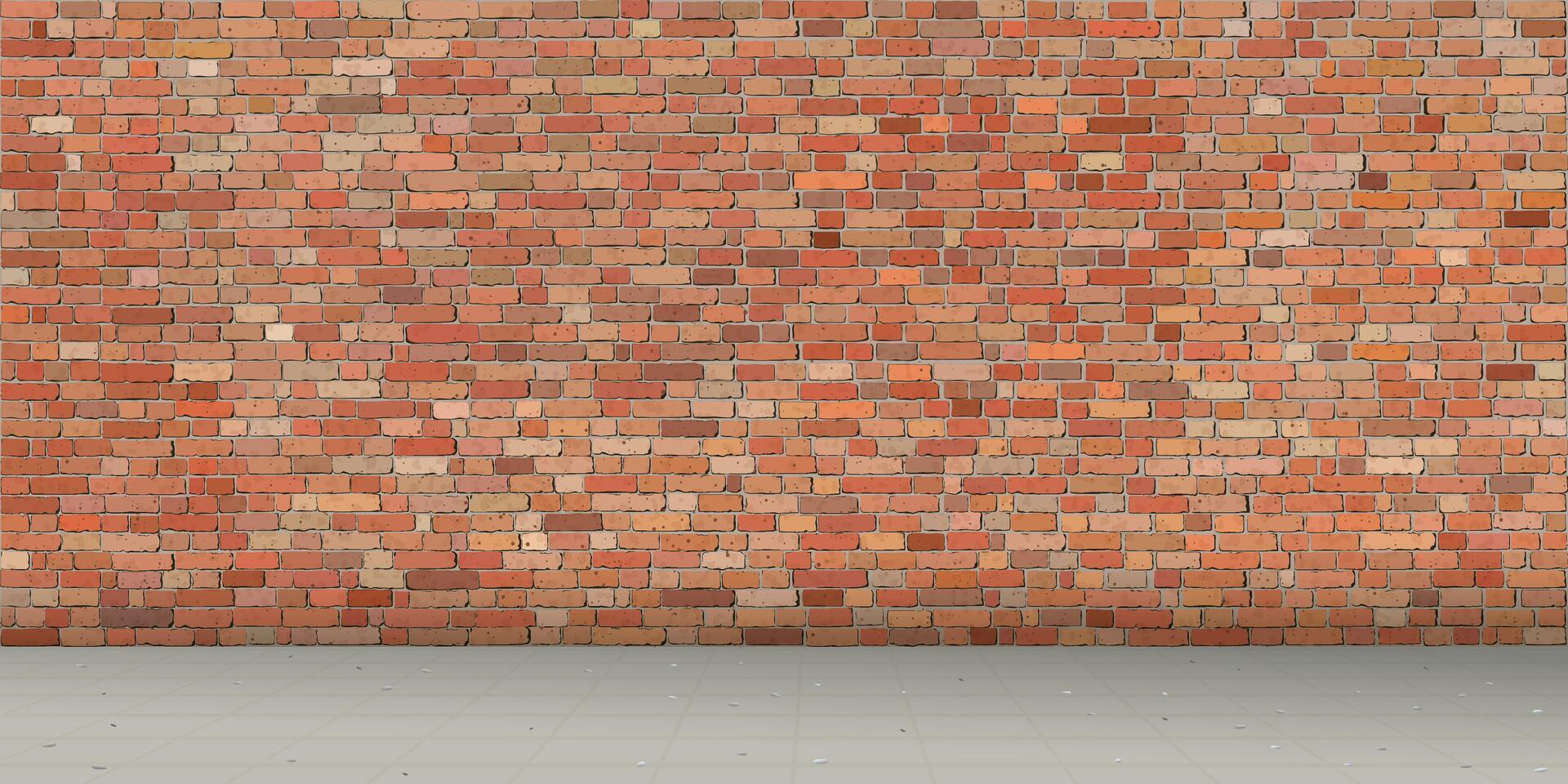 Old red brick wall background with the sidewalk graphic illustration have blank space. vector