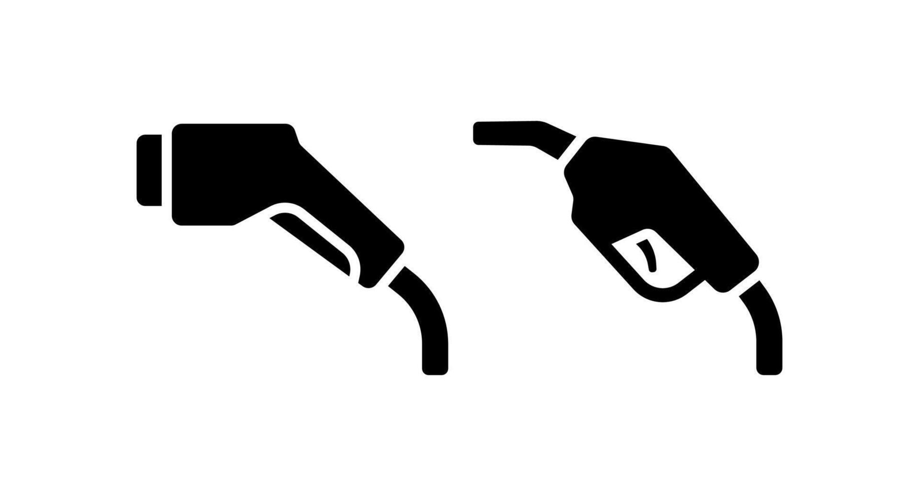 Charging nozzle and petrol pump nozzle icon isolated on white background. vector