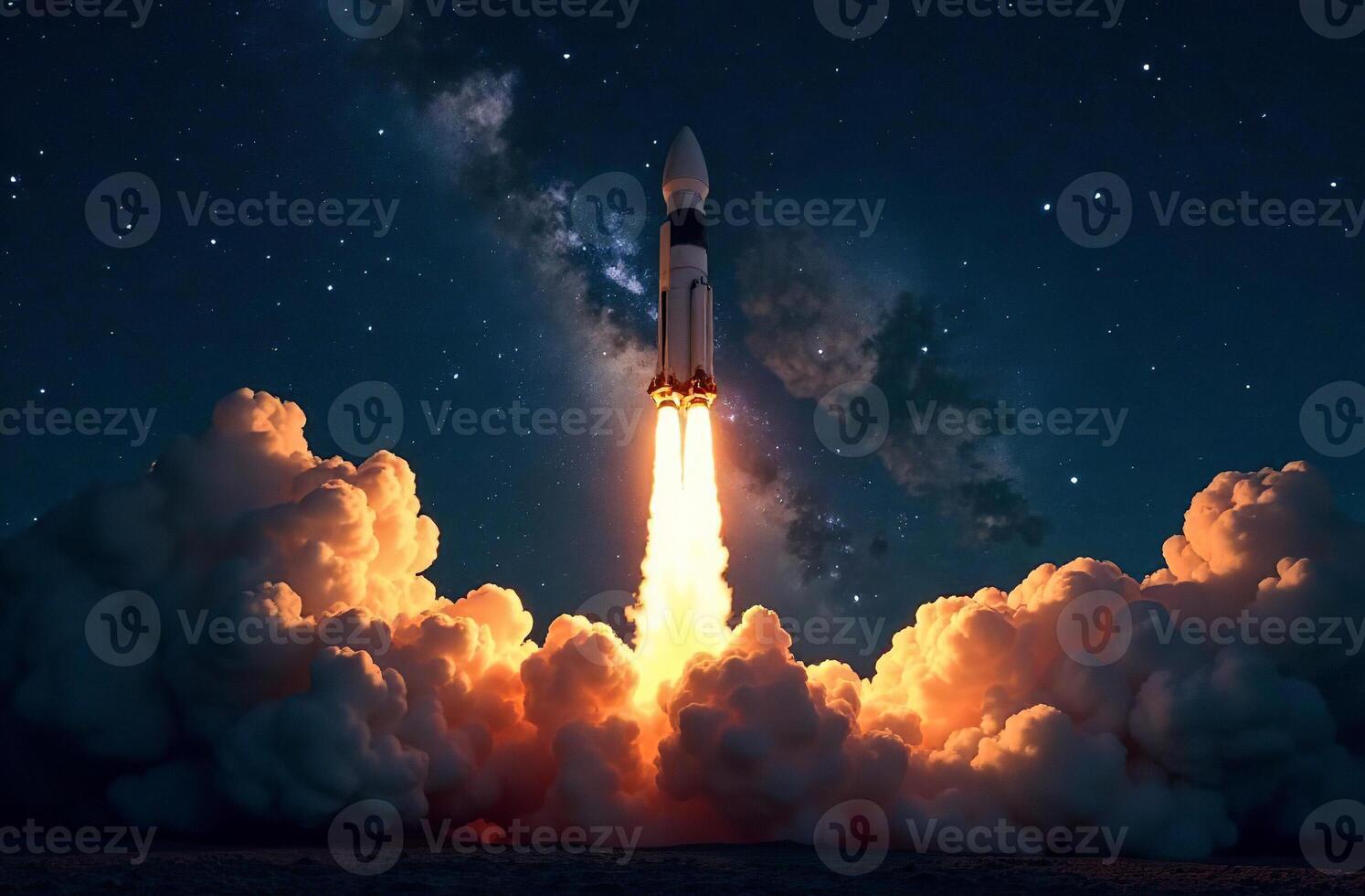 The launch dark of spacecraft, cosmos mission in an open galaxy photo