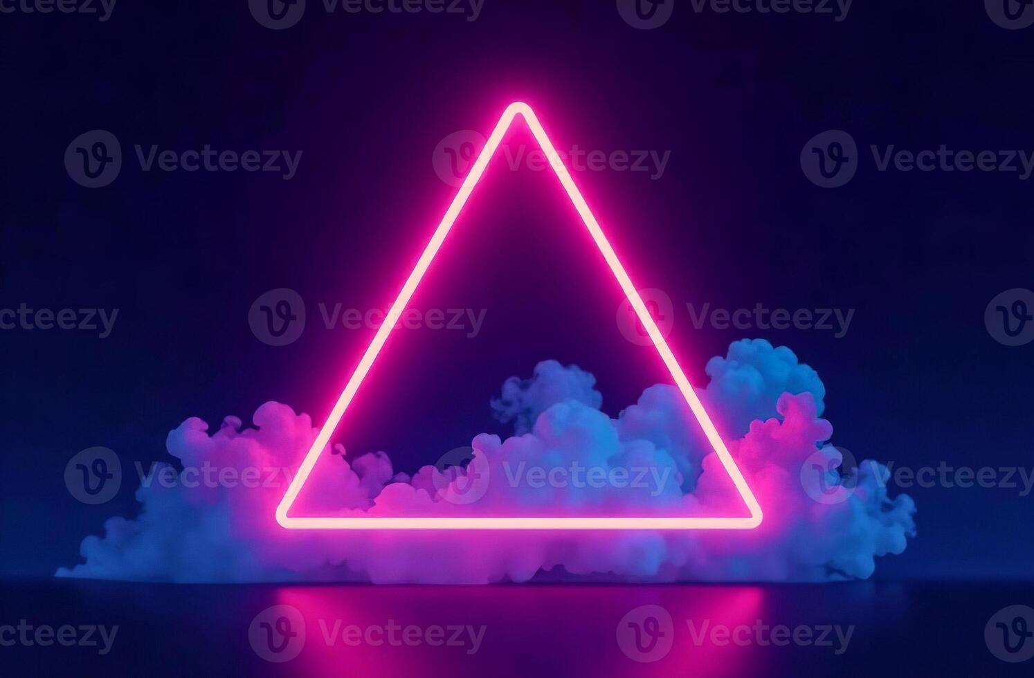Abstract glowing neon triangle handsome virtual cyber space background photo