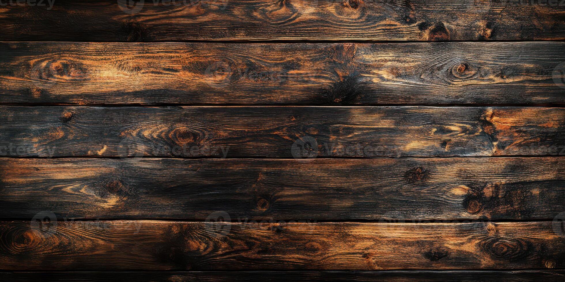 Wooden texture with rich grain patterns and dark stains, perfect for rustic or vintage backgrounds in creative projects photo