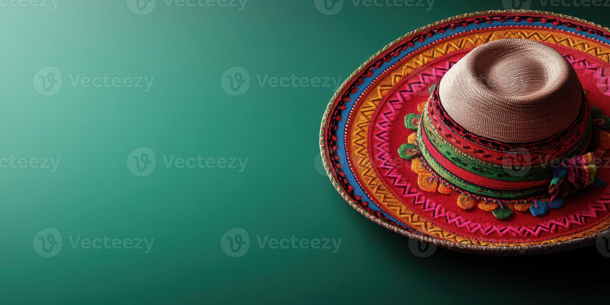 Colorful sombrero displayed on a vibrant background representing cultural heritage and tradition photo