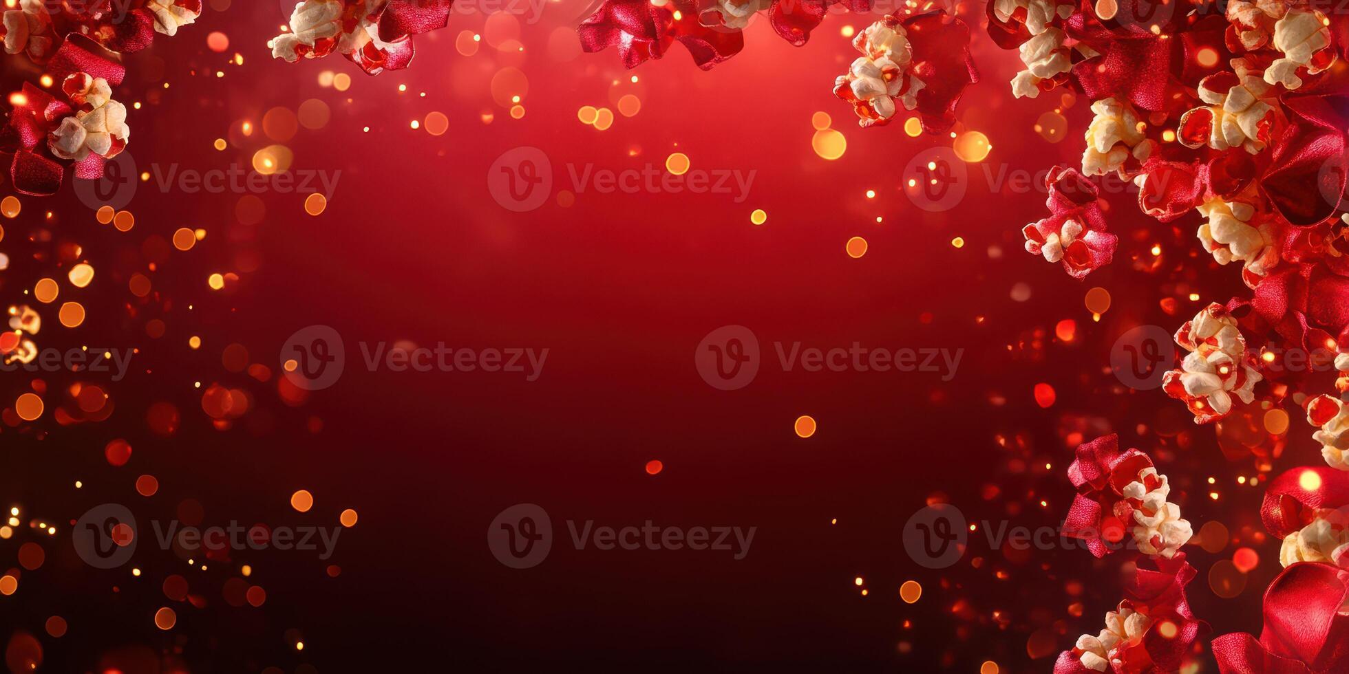Festive decorations with popcorn and ribbons create a celebratory atmosphere for gatherings and events photo