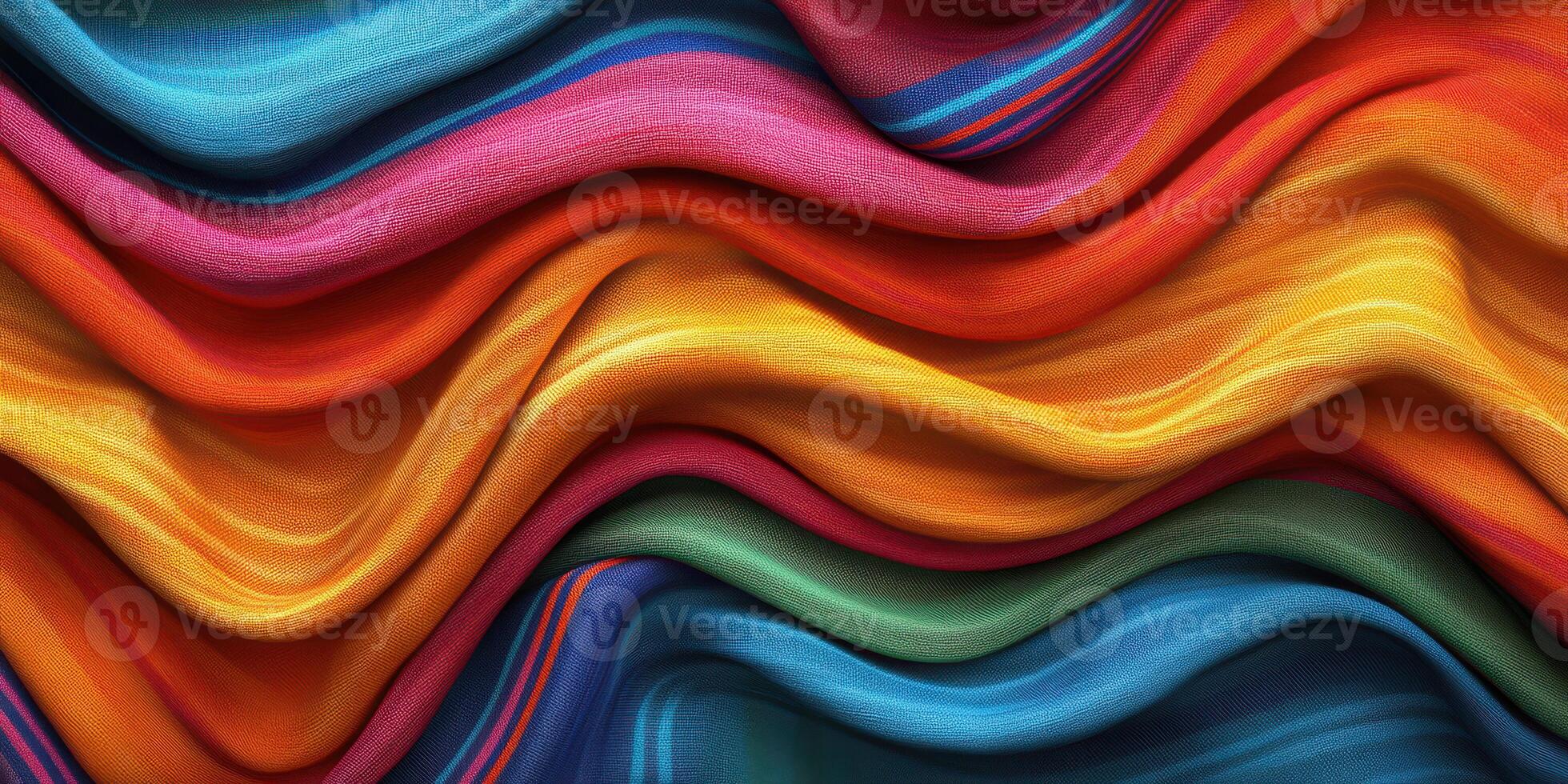 Colorful fabric waves showcase vibrant hues in a beautiful textile pattern from a local market photo