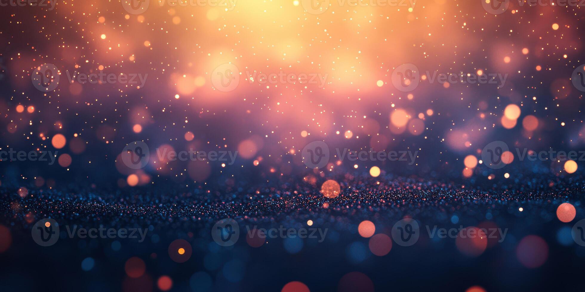 Vibrant bokeh lights with shimmering particles create a dreamy atmosphere in soft focus photo