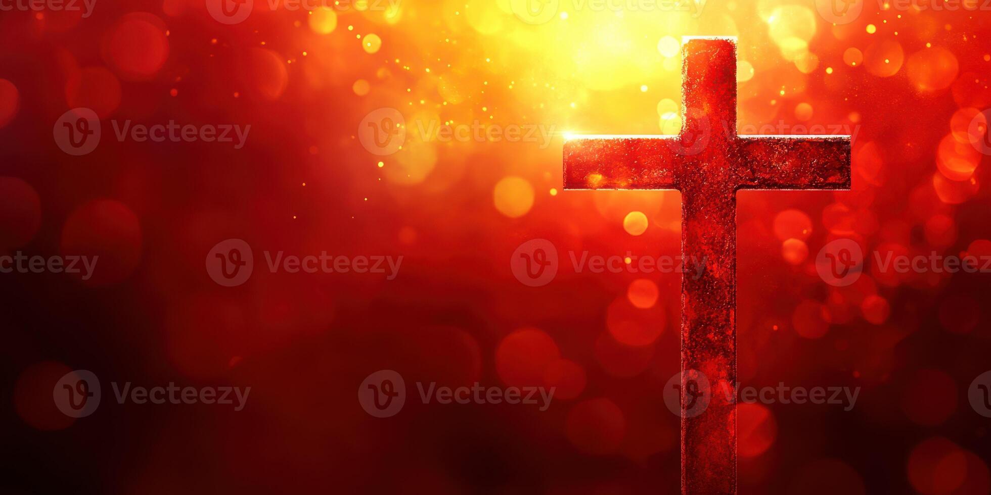Symbol of faith shines brightly against a vibrant red background during a spiritual moment of reflection and connection photo