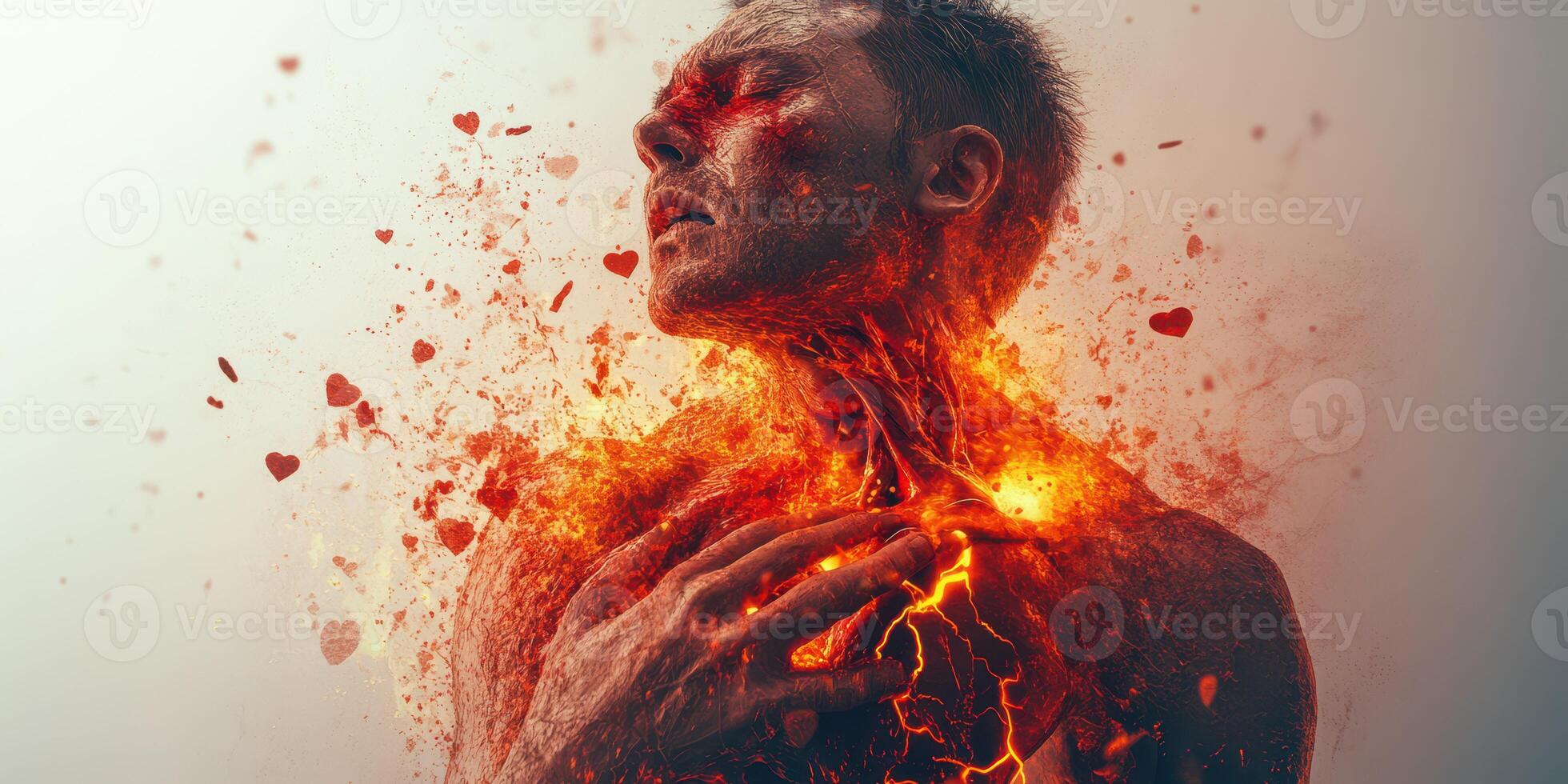 Unleashing inner strength and emotions expressed through a fiery transformation at a creative art studio photo