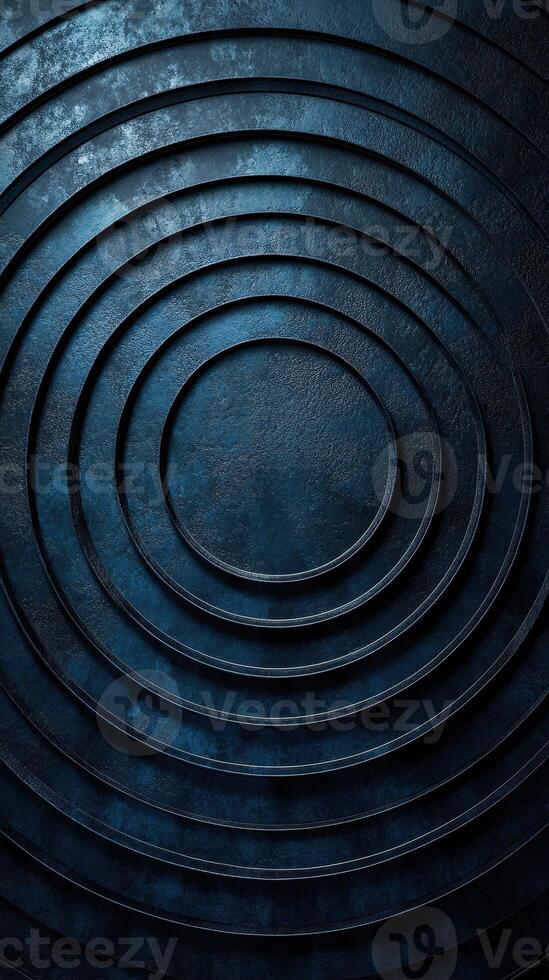 Intricate patterns of circular shapes and textures in dark blue tones create a captivating visual effect in a modern design setting photo