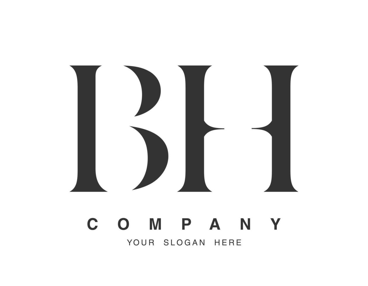 BH logo design. Initial letter b and h serif font style. Creative classic company name typography. Trendy logotype or identity. vector
