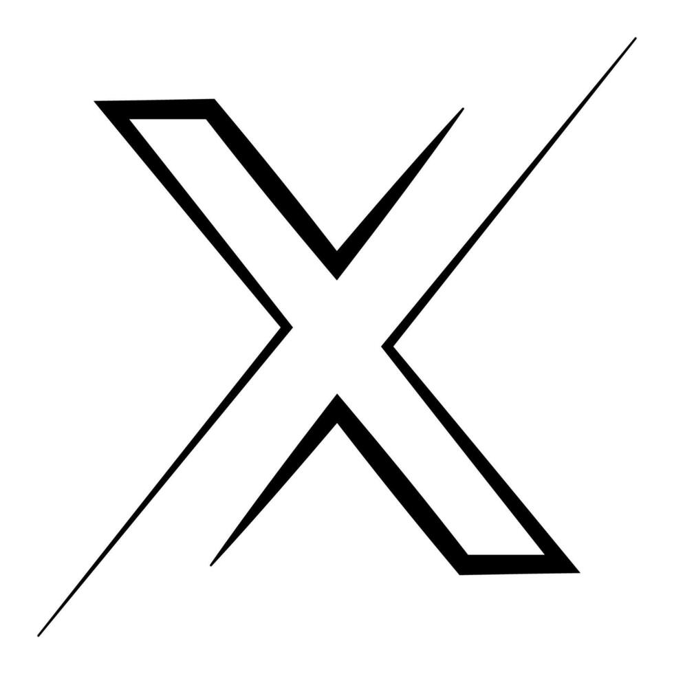 Abstract Black X Symbol with Sharp Edges and Bold Lines vector
