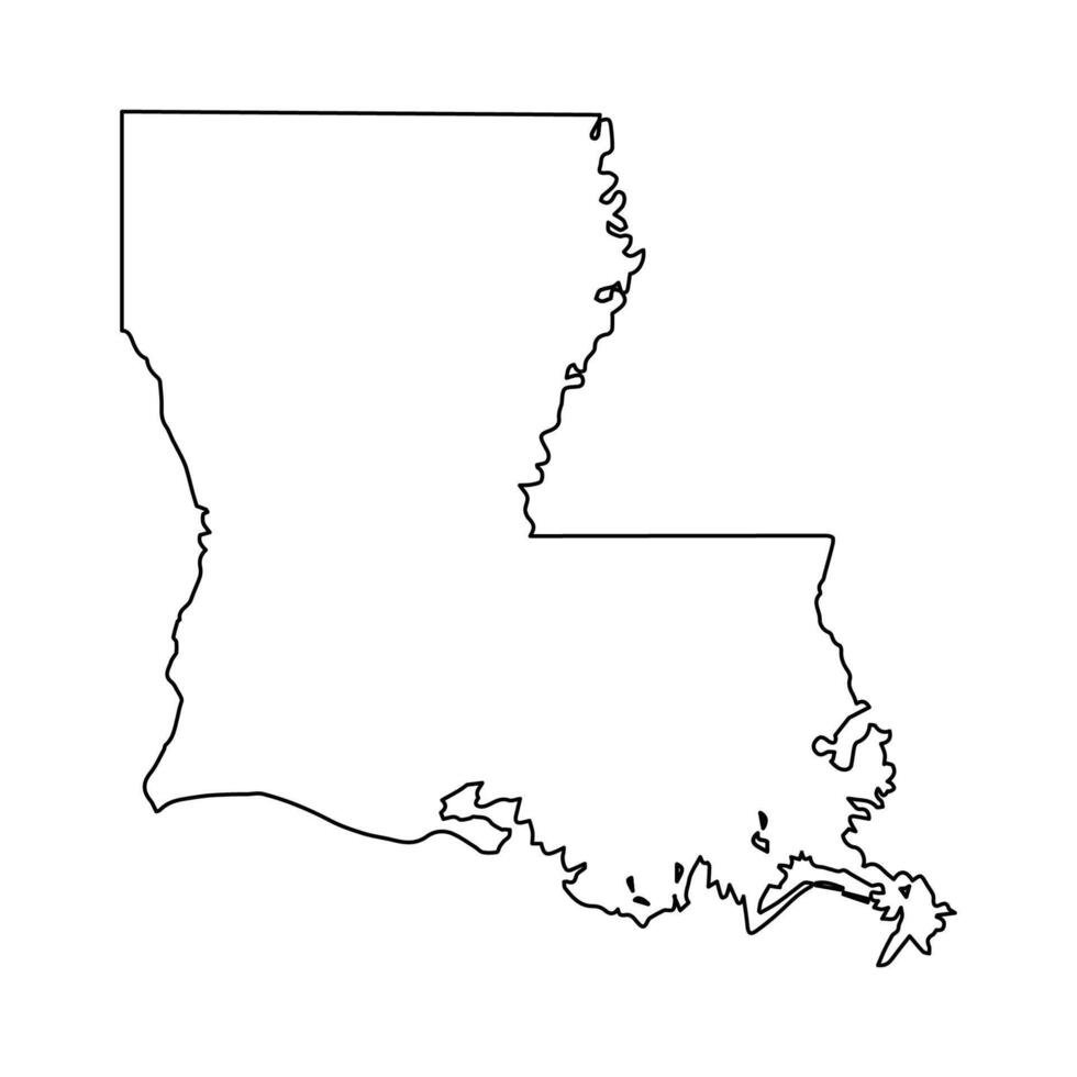 Sleek Louisiana Outline Minimalist State Map in Black Silhouette vector
