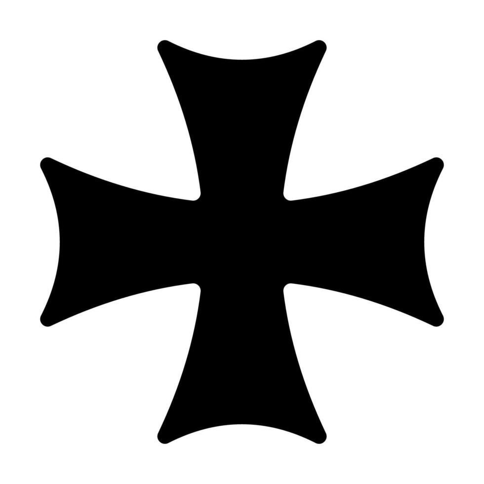 Sleek Black Maltese Cross Geometric Symbol in Bold Outline vector