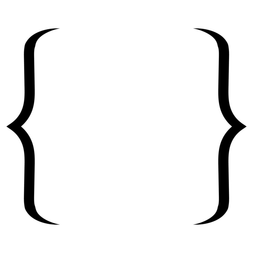 Sleek Black Curly Braces Geometric Symbol in Minimalist Design vector