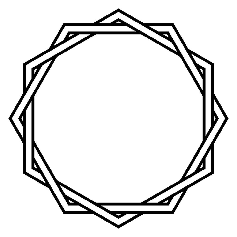 Intricate Black Hexagon Weave Geometric Pattern in Simple Outline vector