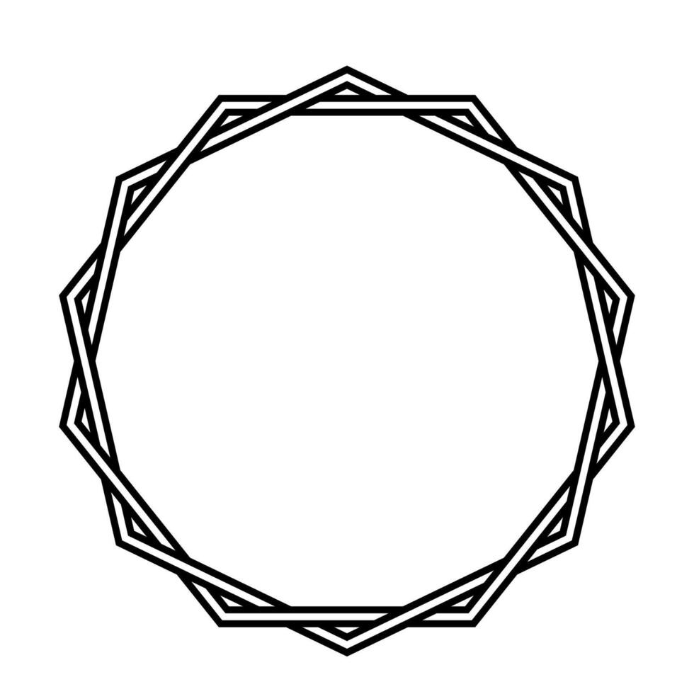 Intricate Black Hexagon Circle, Geometric Pattern in Simple Outline vector