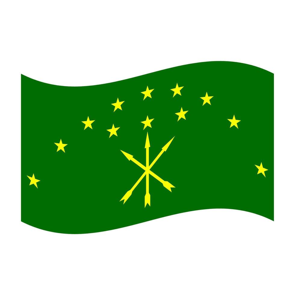 Adygea National Flag with Green Background and Yellow Stars Arrows vector