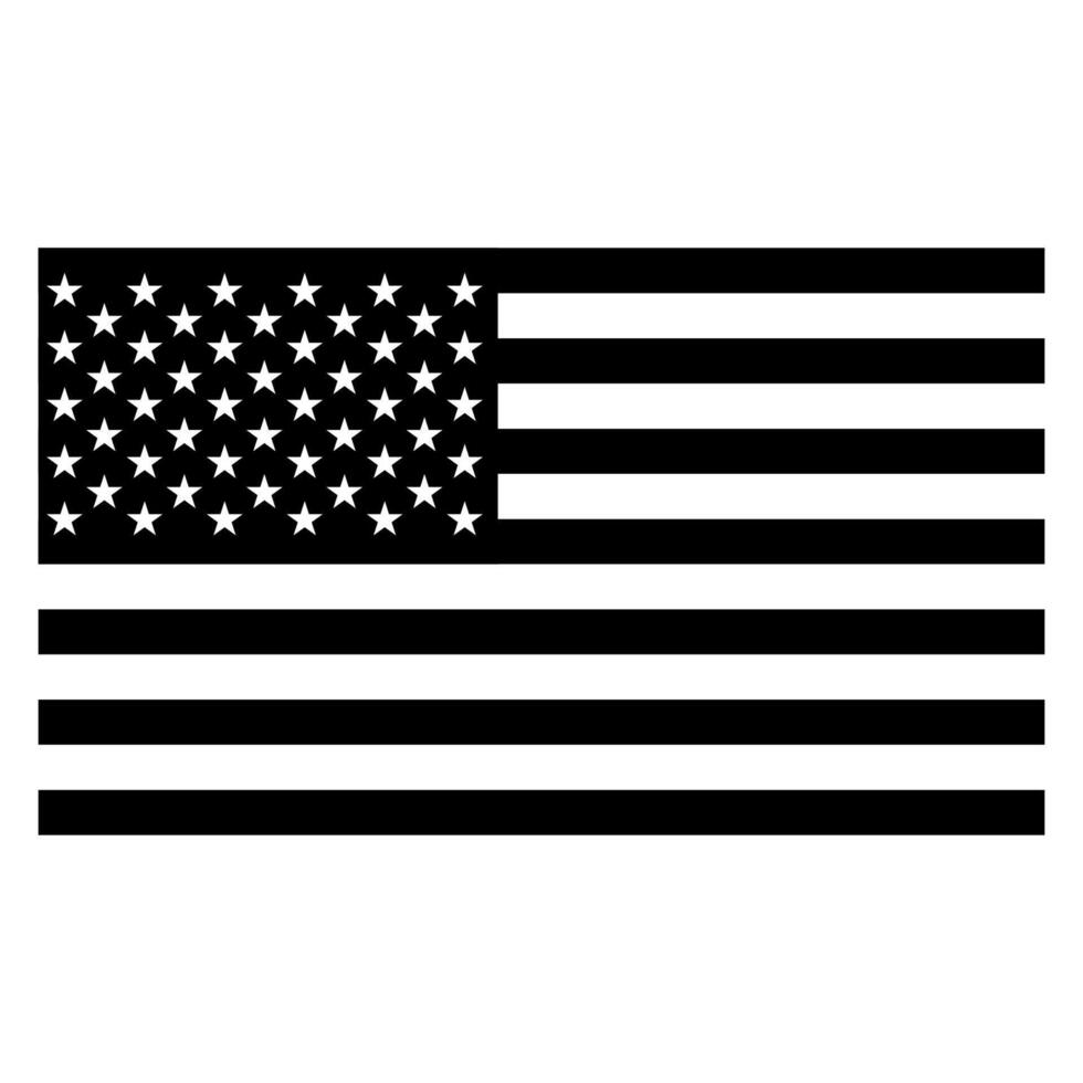Sleek Black USA Flag Patriotic Symbol in Bold Outline vector