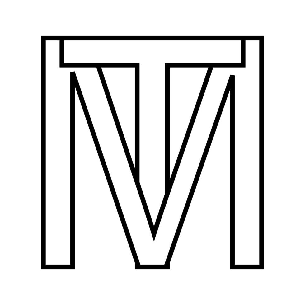 Logo sign tm mt icon double letters logotype t m vector