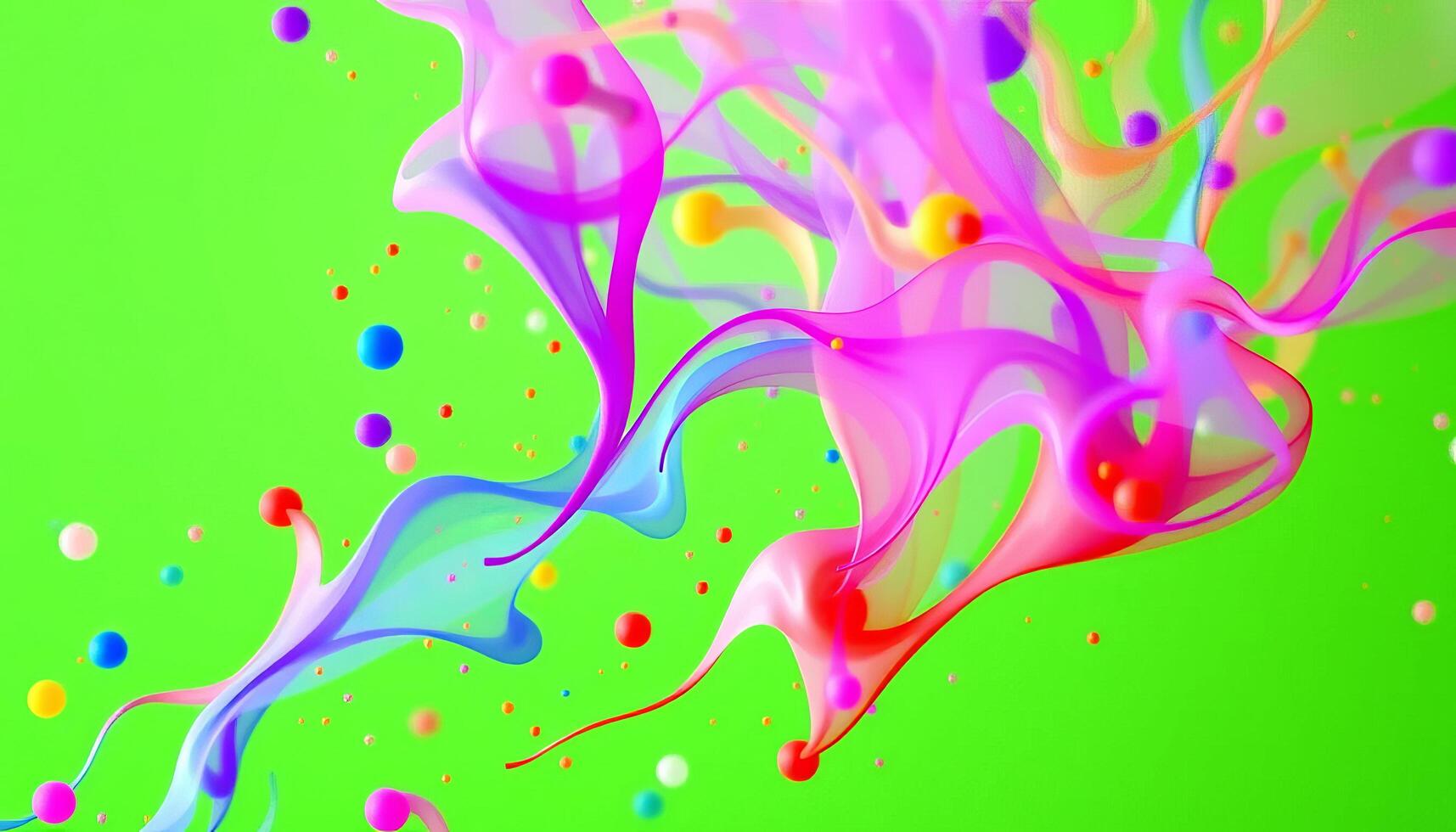 Colorful Abstract Paint Splash on Green Background photo