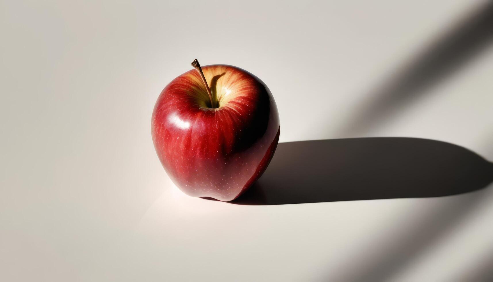 Single Red Apple On White Surface With Shadow photo
