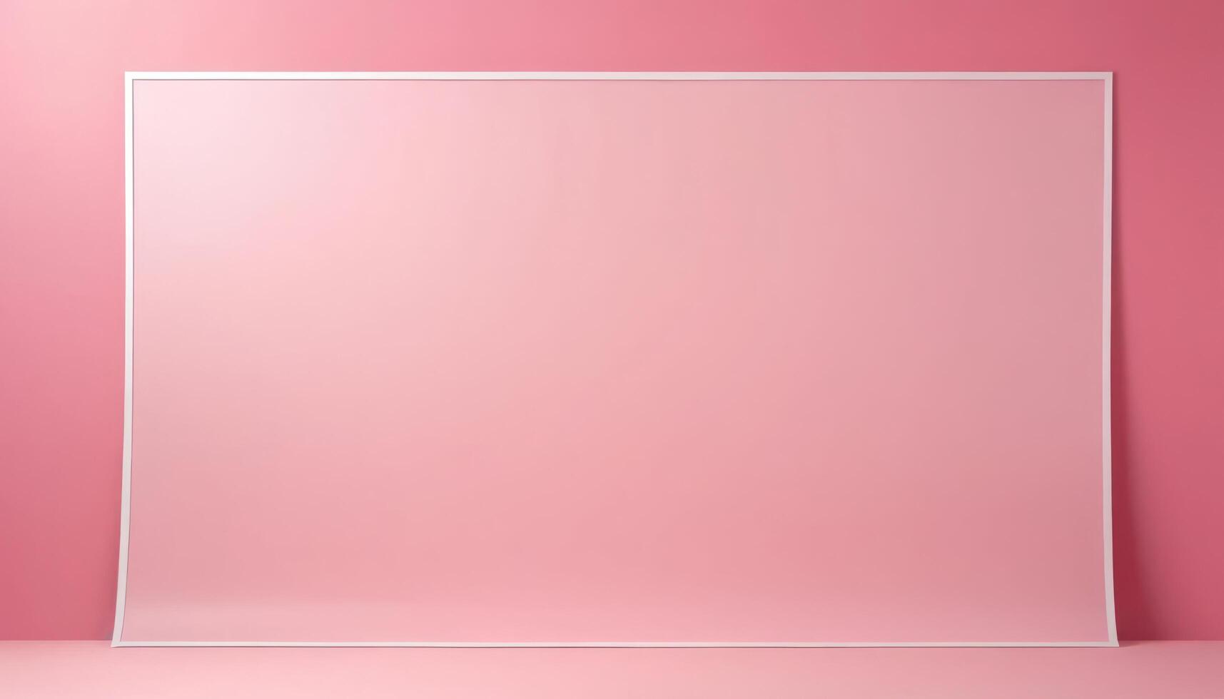 Blank White Frame on a Soft Pink Background with Subtle Shadows and Clean Lines photo