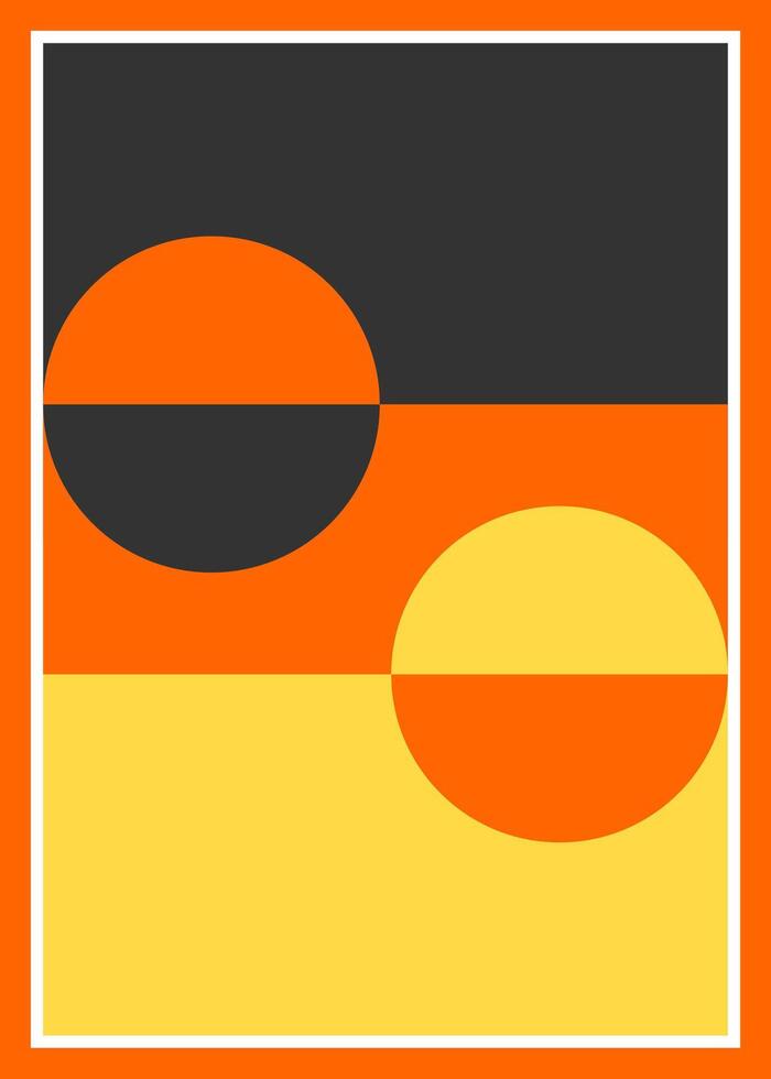 Geometric design, wall art, template, layout with primitive shapes elements. Bauhaus retro pattern background, abstract circle Design vector
