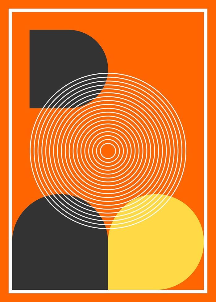 Geometric design posters, wall art, template, layout with primitive shapes elements. Bauhaus retro pattern background, abstract circle Design vector